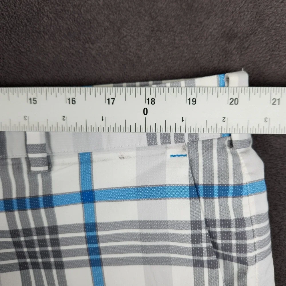 Nike Golf Shorts Mens 40 White Blue Plaid Dri-FIT Tour Performance 483588-100